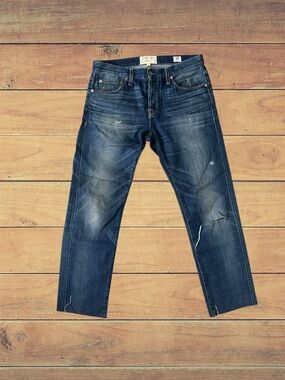Current Elliott LA Heritage Dark Blue Distressed Jeans Classic Slim Fit, Size 30